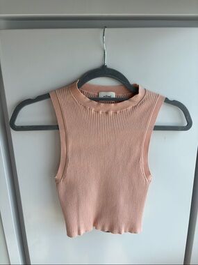 Wilfred Peach Ribbed Sleeveless Crop Tank
